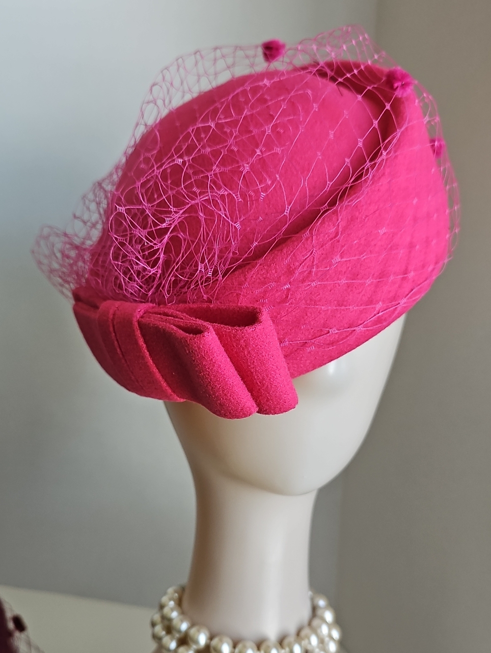 Beloved Millinery Vintage Inspired Pink British Style Classic Veiled Pillbox Hat
